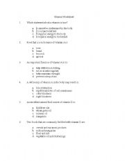 English Worksheet: vitamin