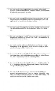 English Worksheet: situations in a clinic