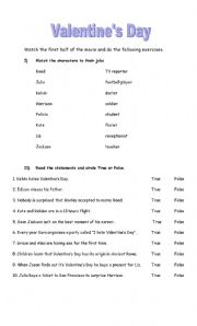 English Worksheet: Valentines Day (The Movie)