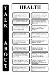 English Worksheet: Health - 18 conversation cards - upper-intermediate level (editable)