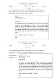 English Worksheet: Form 3 Writing exercise (advice letter about eating junk food and poor school result)