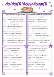 English Worksheet: DO, DONT, DOES, DOESNT