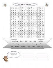 English worksheet: Sight words word search