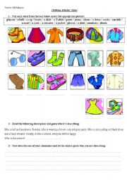 English Worksheet: Describing people clothes