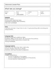English Worksheet: Lesson plan : what are you doing