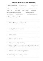 English Worksheet: British and Britishness