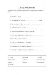 English worksheet: dealing with problems