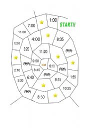 English Worksheet: Digital Clock Spider Board Game