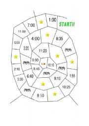 English Worksheet: Digital Clock Spider Board Game