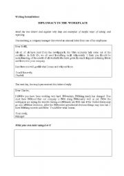 English Worksheet: Diplomacy in the workplace