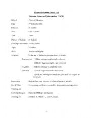 English Worksheet: lesson plan physical education