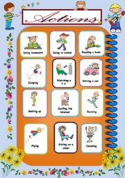 English Worksheet: Action Pictionary1/2