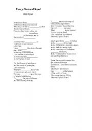 English worksheet: Every grain of sand (Bob Dylan) song