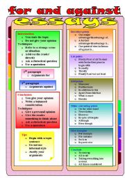 English Worksheet: for and against essays