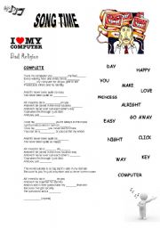 English Worksheet: Song - I love my computer