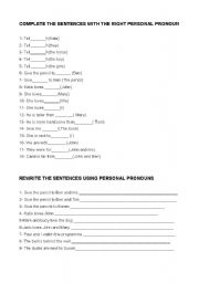 English Worksheet: personal pronouns