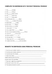 English worksheet: personal pronouns