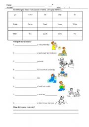 English worksheet: Simple Past - bingo