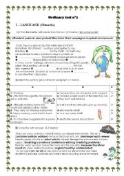 English Worksheet: 9th form ordinary test n°2/language