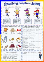 English Worksheet: clothes - describing (31.01.12)