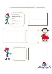 English worksheet: write about me