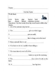 English Worksheet: On the Farm