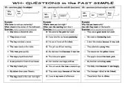 English Worksheet: Wh Questions in the PAST SIMPLE