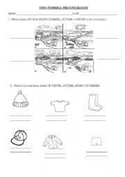 English Worksheet: THE FOUR SEASONS, WEATHER AND CLOTHES