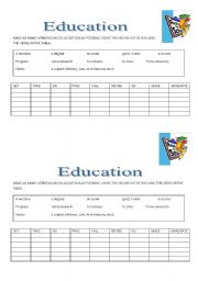 English Worksheet: Education Collocation