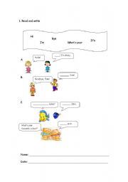 English worksheet: Hello