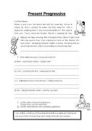 English Worksheet: present progressive
