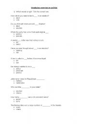 English worksheet: Political system of the US