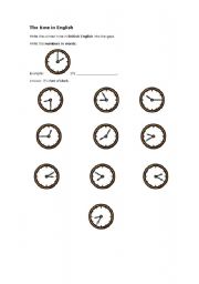English worksheet: THE TIME IN ENGLISH