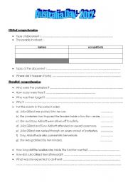 English Worksheet: Australia Day 2012, Julia Gillard attacked