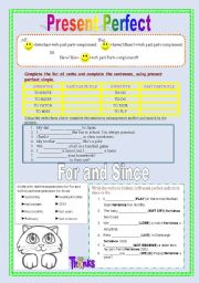 English Worksheet: Present perfect with for and since