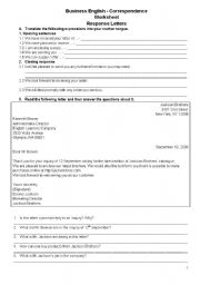 English Worksheet: Business letters