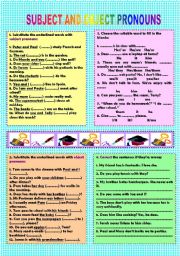 English Worksheet: Subject & object pronouns (+ key)