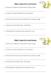 English worksheet: Imperative sentences (affirmative and negative): regular and imperatives with 