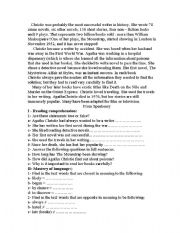 English Worksheet: agatha christie ,the most successful writer