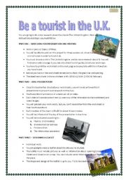 English Worksheet: Be a tourist in the UK