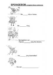 English Worksheet: can_ spongebob