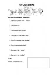 English worksheet: questions with can
