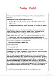 English worksheet: testing