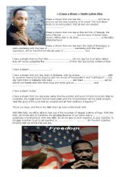 English Worksheet: Martin Luther King I have a dream Speech