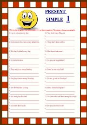 English Worksheet: Present Simple 1/3