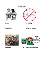 English Worksheet: School rules (must or mustnt)