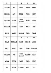 English Worksheet: Bingo