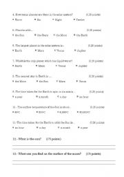 English Worksheet: The solar system