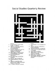 English worksheet: Social Studies Crossword Puzzle