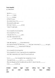 English Worksheet: James Blunt Your Beautiful Song Worksheet